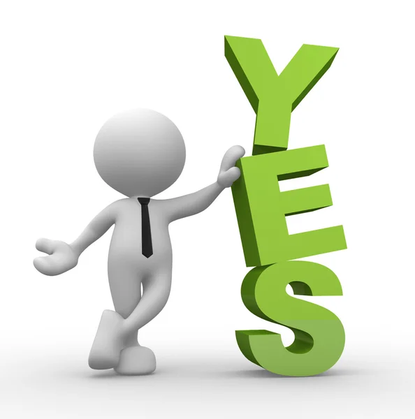 Person with word YES — Stock Photo, Image