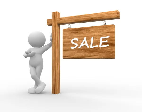 3d man with banner  Sale — Stock Photo, Image