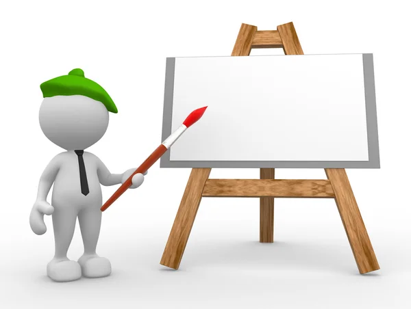 Painter painting on a canvas on an easel. — Stock Photo, Image