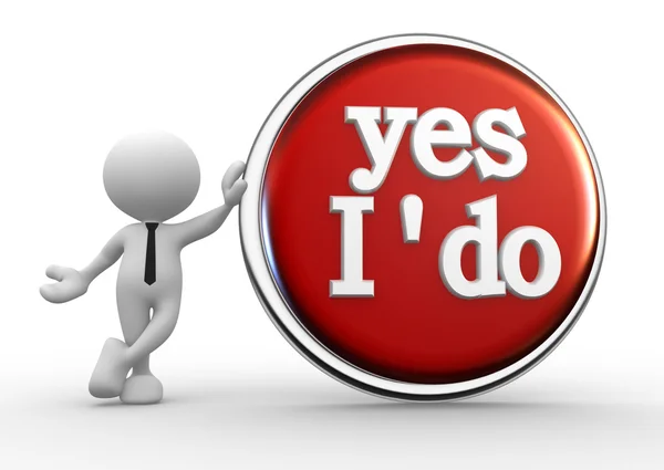 Person with button "I do" — Stock Photo, Image