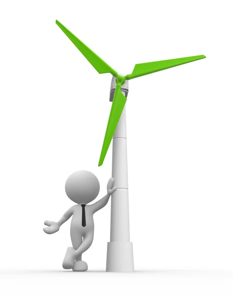 Persona con turbina eolica — Foto Stock