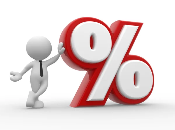 Person with percent sign — Stock Photo, Image