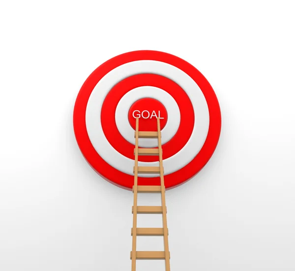 3d Ladder to middle of target on white background — Stock Photo, Image