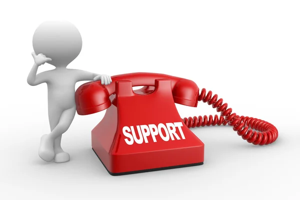 Person och telefon med ordet stöd — Stockfoto