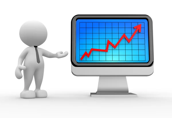 Podnikatel s finančním graf a monitor — Stock fotografie