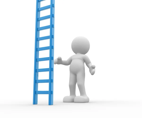 Man met een grote ladder. — Stockfoto