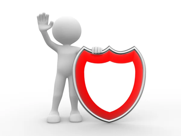 Person with protection shield — Stock Photo, Image