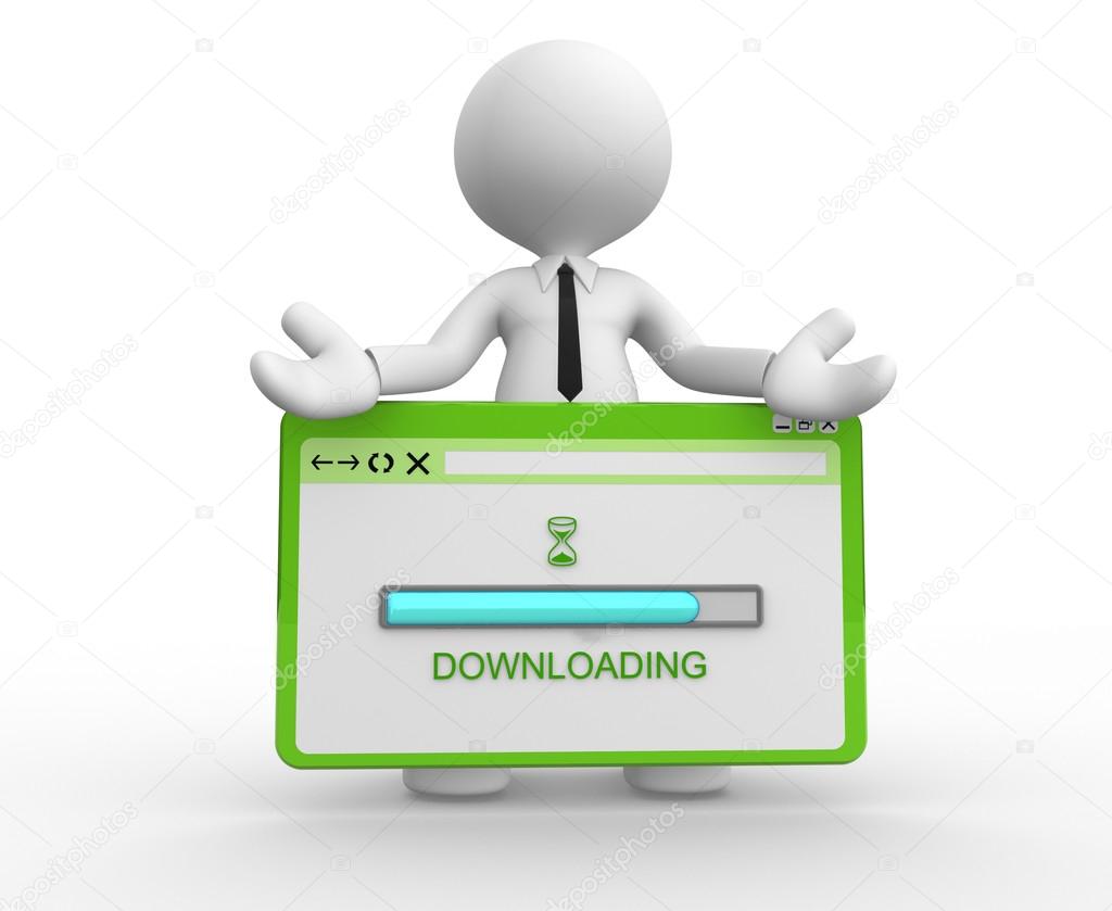 Person and download sign on screen