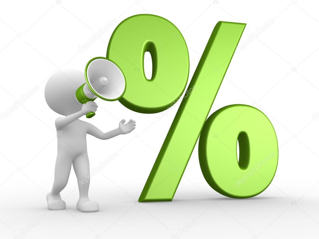 Person with percent sign