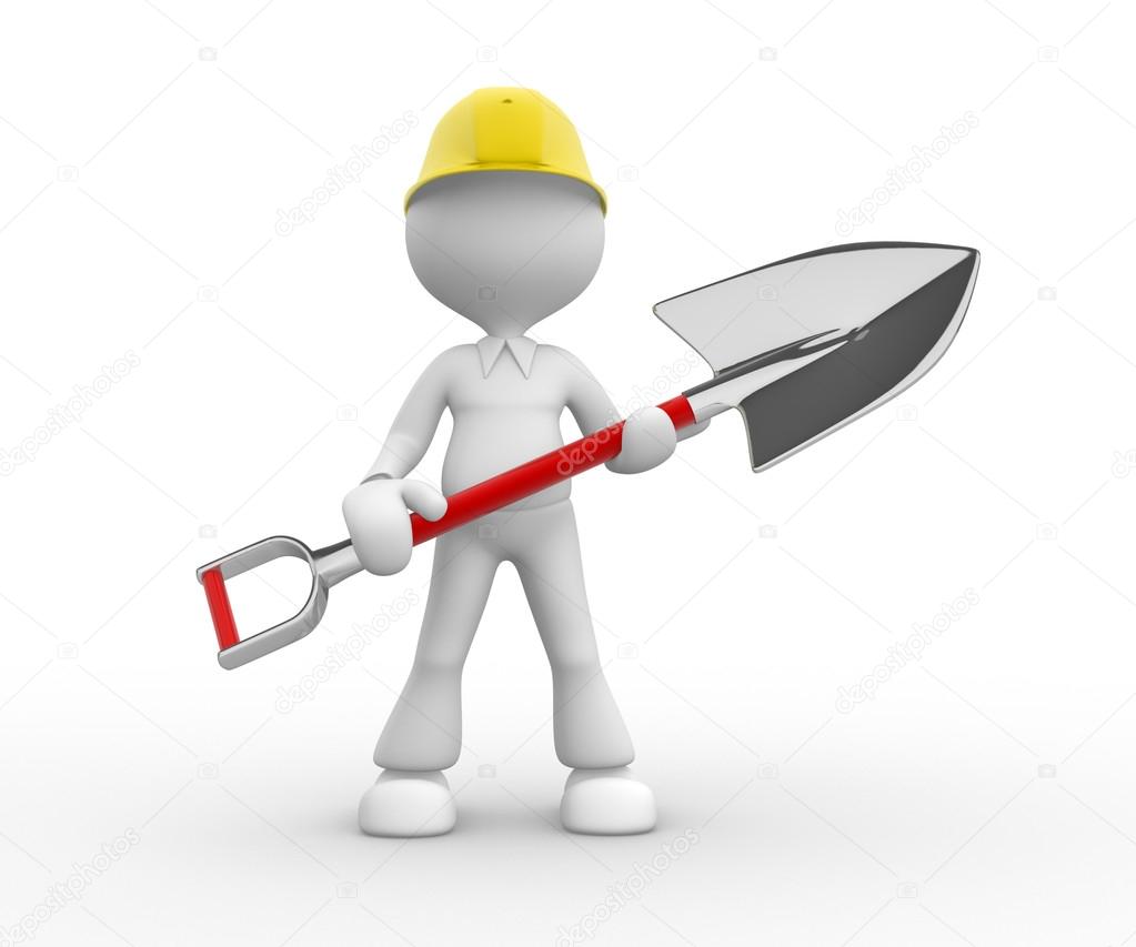 Person with shovel in hands