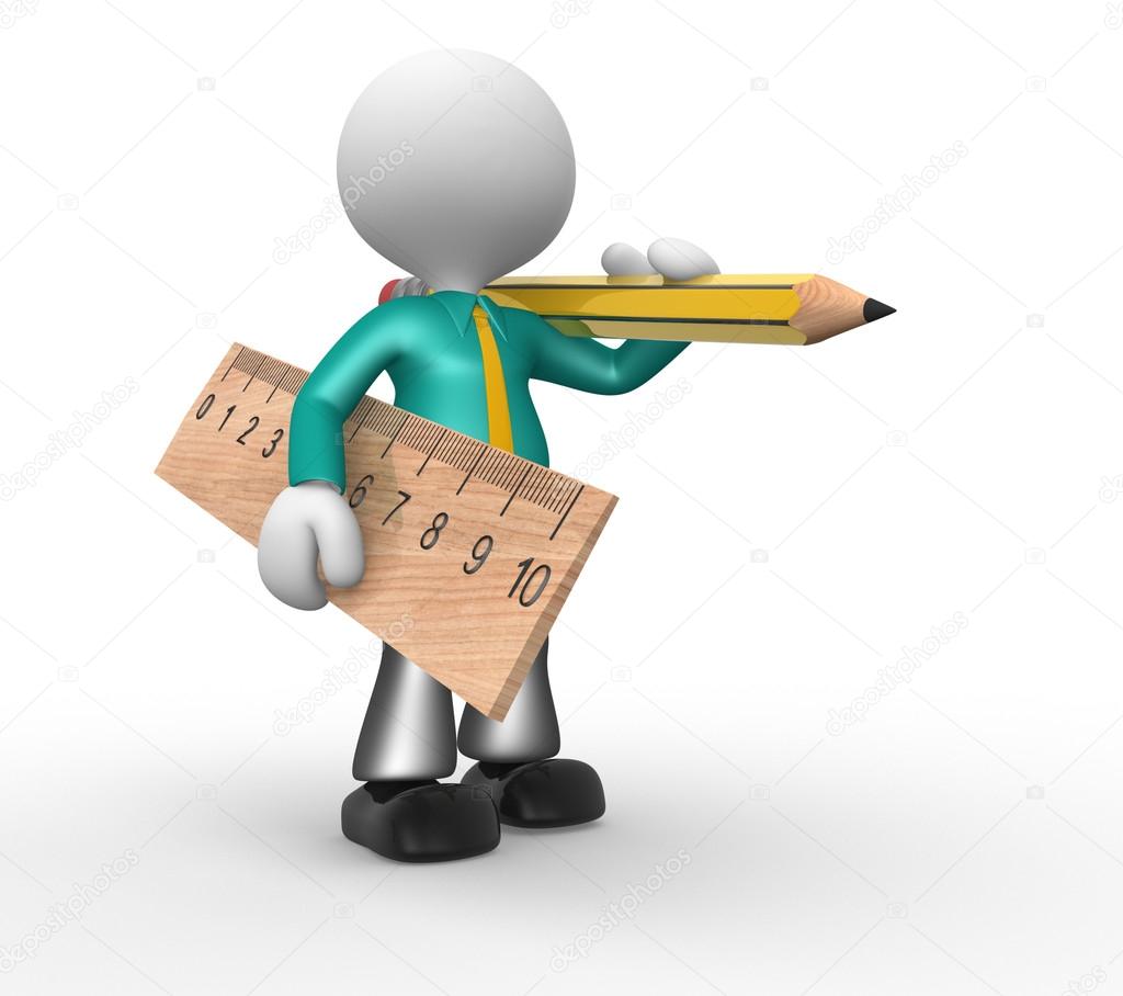 Person with pencil and ruler