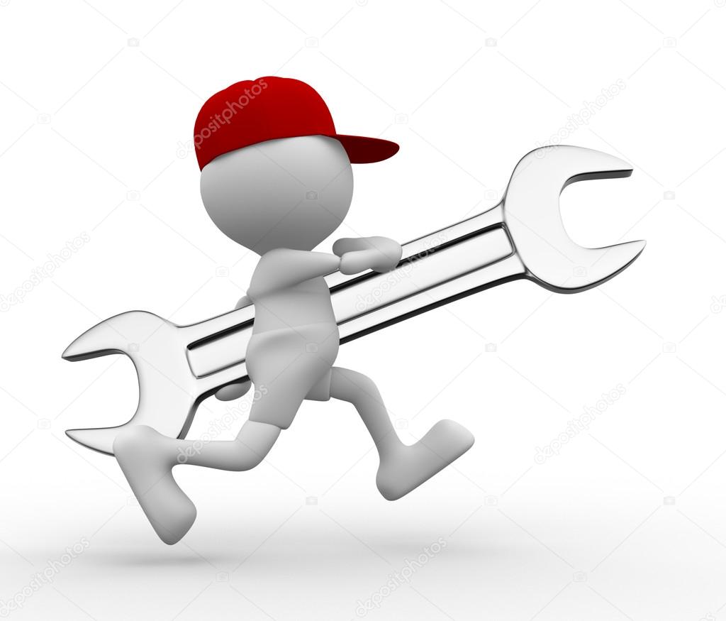 Man running with wrench