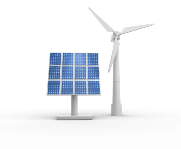 Windmill and photovoltaic system — Stock Photo, Image