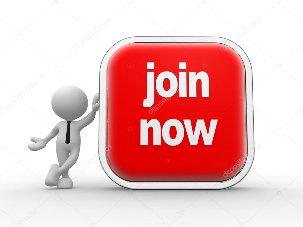 Person and button with words join now