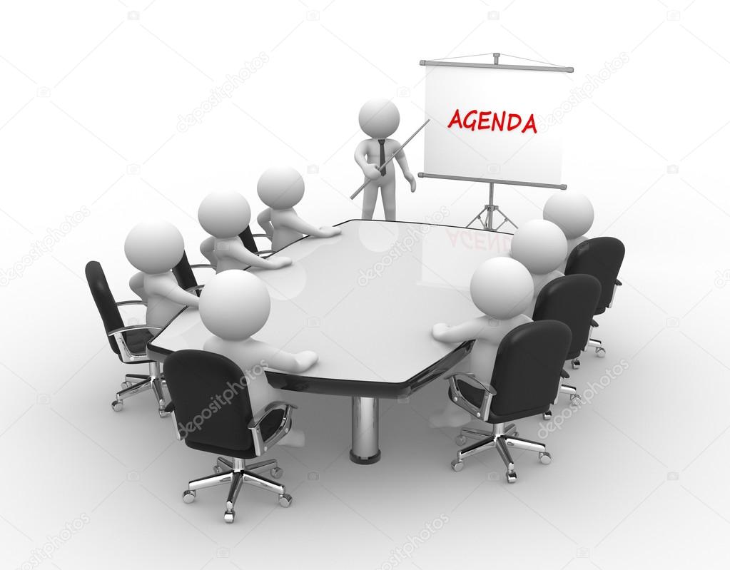 person at conference table and a flipchart