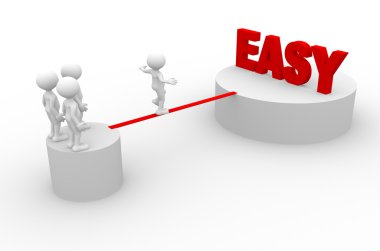 Tel ve kolay üzerinde yürüyen adam