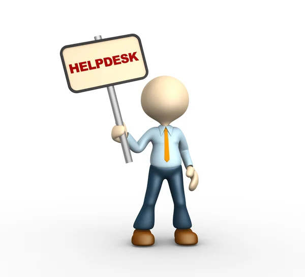 Person mit Banner und Word Helpdesk — Stockfoto