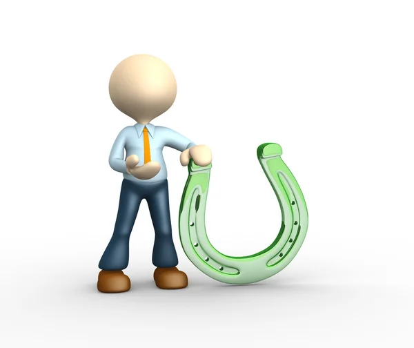 Person with green horseshoe — Stock Photo, Image