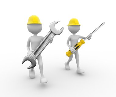 people with wrench and hammer clipart