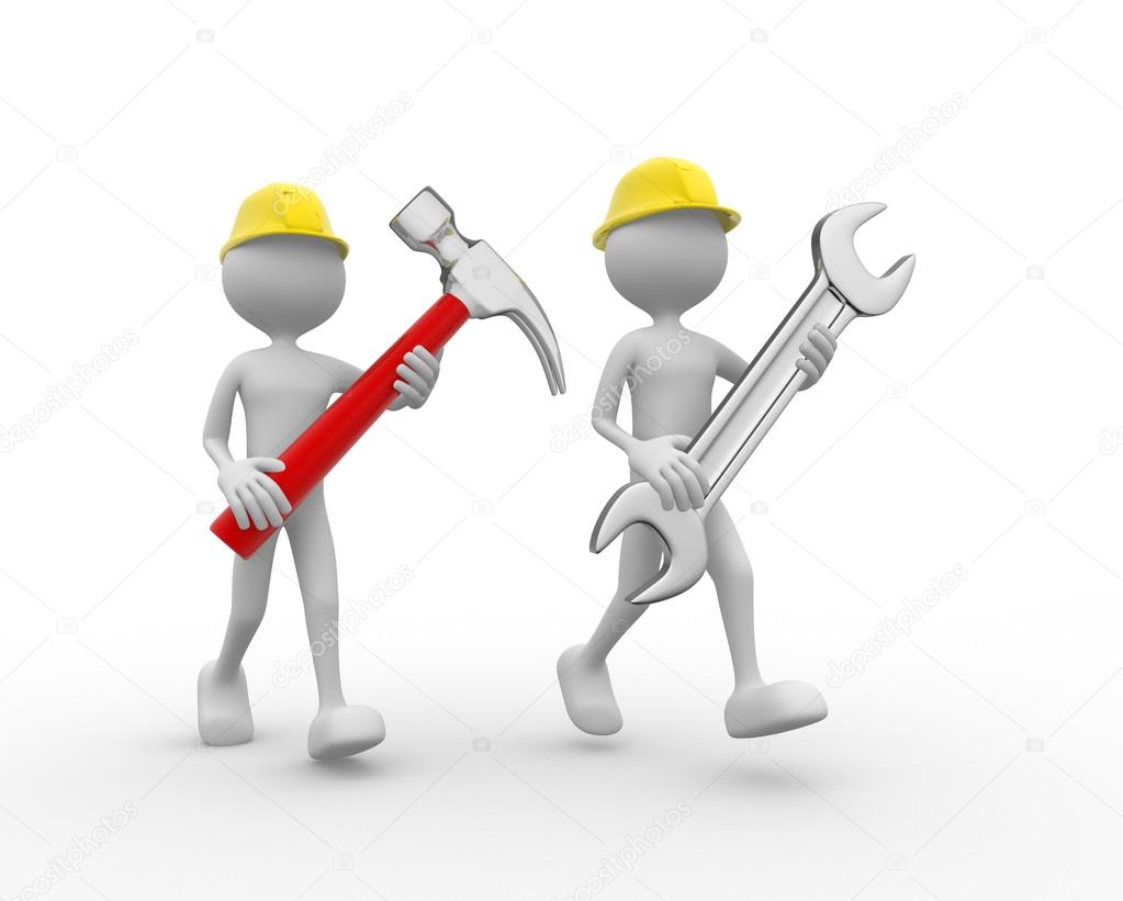 people with wrench and hammer