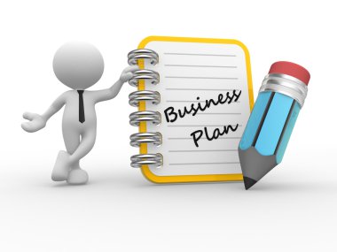 Business plan. Notebook and pencil clipart