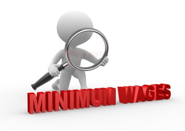 Magnifying glass and minimum wage clipart