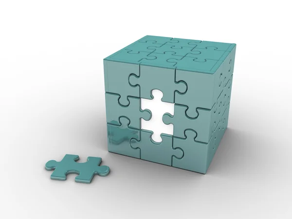 Würfelförmiges Puzzle — Stockfoto