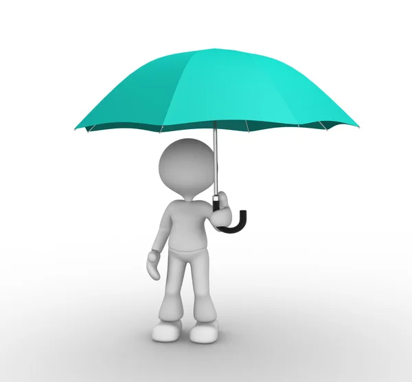 Человек с открытым зонтиком — стоковое фото