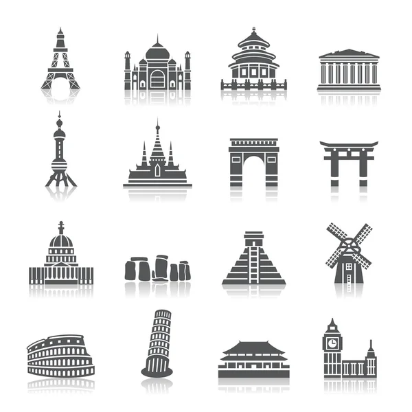 Famous Scenic Spots Icons — Stock Vector