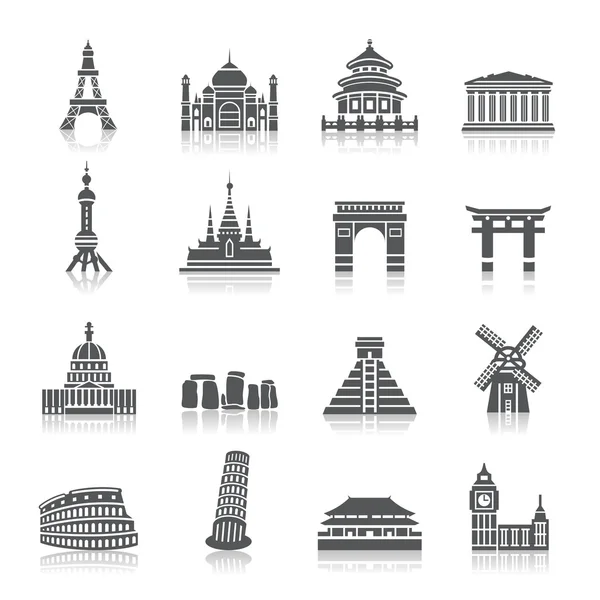 Iconos de lugares escénicos famosos — Vector de stock