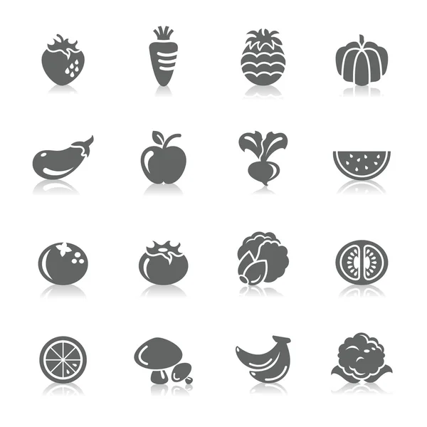 Frutas y verduras Iconos — Vector de stock