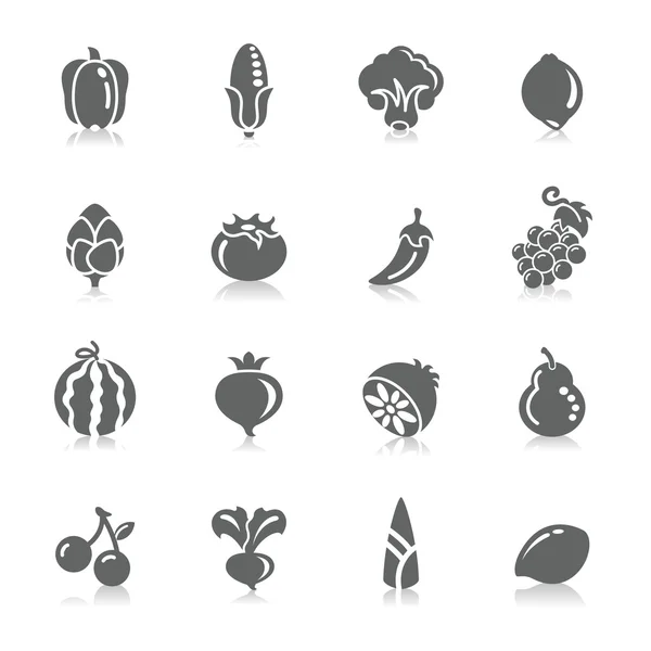 Frutas y verduras Iconos — Archivo Imágenes Vectoriales