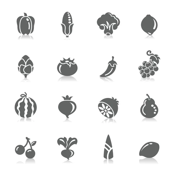 Groenten en fruit pictogrammen — Stockvector