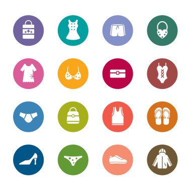 Clothing and Accessories Color Icons clipart
