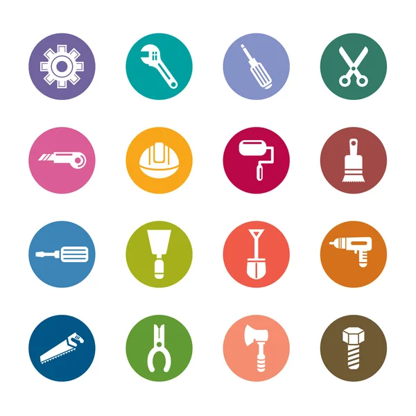 Construction Tools Color Icons — Stock Vector