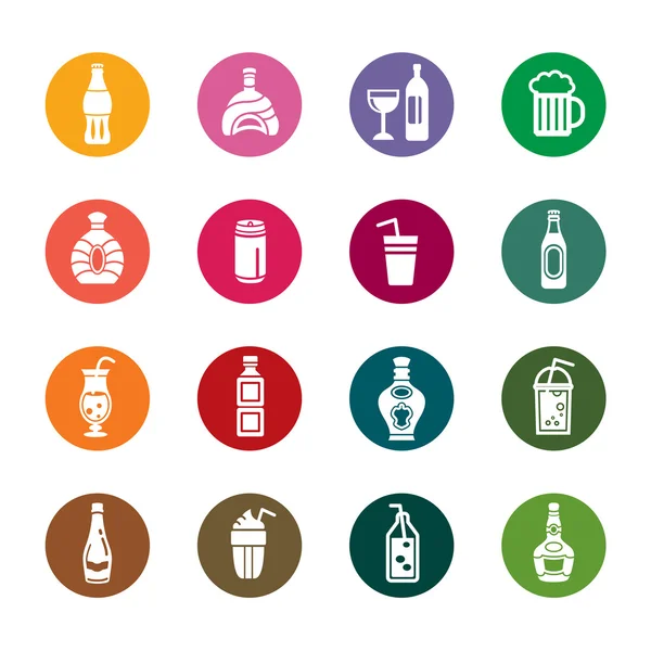 Bebidas Color Iconos — Vector de stock