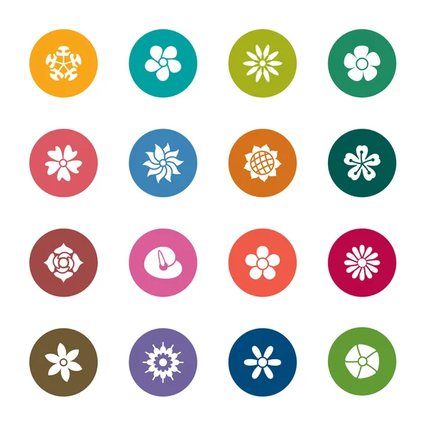 Flowers Color Icons — Stock Vector
