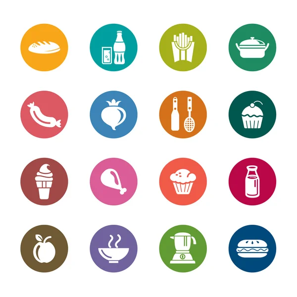 Alimentos y Bebidas Iconos de Color — Vector de stock