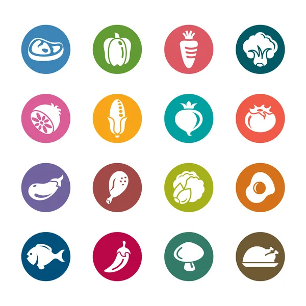 Food and Vegetables Color Icons — Stock Vector