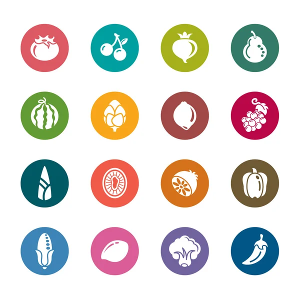 Fruit and Vegetables Color Icons — Stock Vector