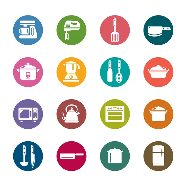 Utensilios y Electrodomésticos de Cocina Iconos de Color — Vector de stock