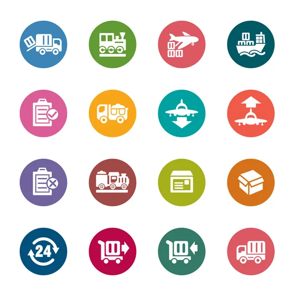 Logistics and Transport Color Icons — Stock Vector