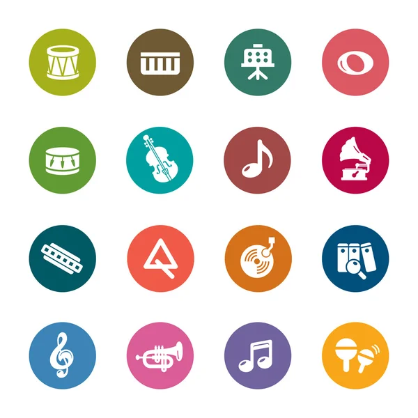 Iconos de color de música — Vector de stock