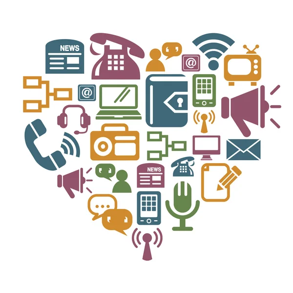 Komunikacja ikony w kształcie serca — Wektor stockowy
