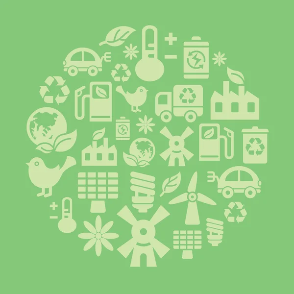 Iconos de protección ambiental en forma de círculo — Vector de stock