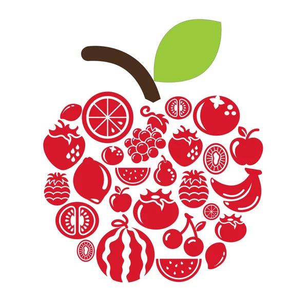 Ícones de frutas em forma de maçã —  Vetores de Stock