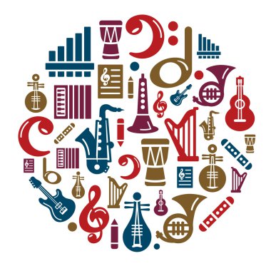 Music Icons in Circle Shape clipart