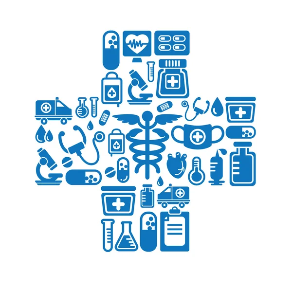 Medizinische Ikonen in Kreuzform — Stockvektor