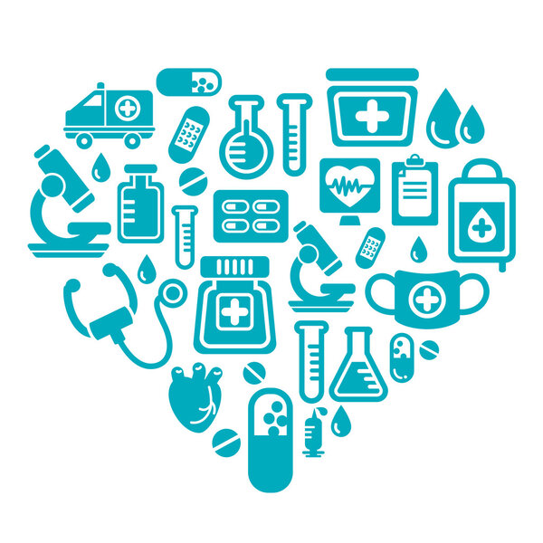 Медицинские иконы в форме сердца
