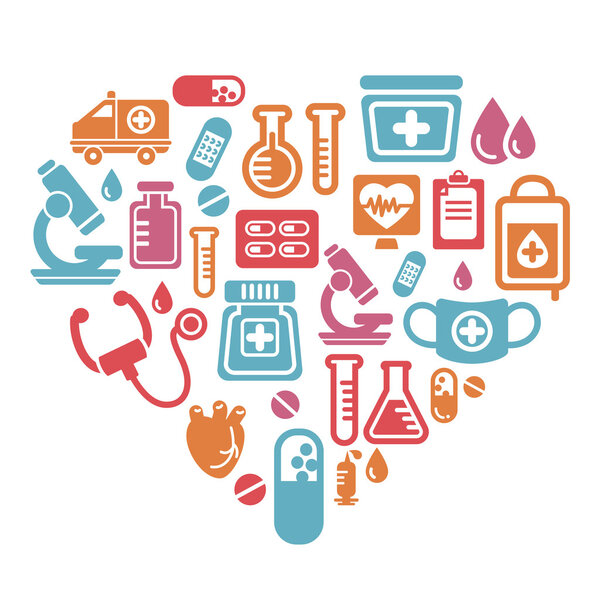 Медицинские иконы в форме сердца
